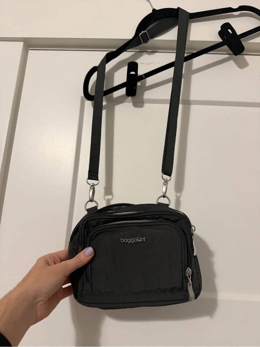 Baggallini grey Compact Crossbody Zip Pouch